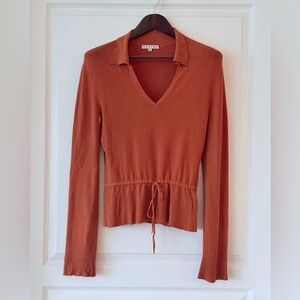 Celine Rust V-Neck Sweater Blouse